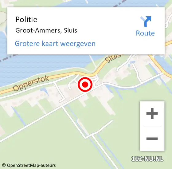 Locatie op kaart van de 112 melding: Politie Groot-Ammers, Sluis op 27 augustus 2014 17:01