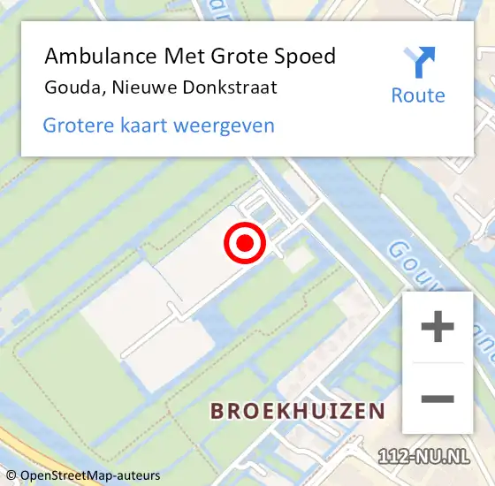 Locatie op kaart van de 112 melding: Ambulance Met Grote Spoed Naar Gouda, Nieuwe Donkstraat op 3 juni 2023 16:47