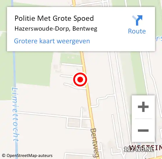 Locatie op kaart van de 112 melding: Politie Met Grote Spoed Naar Hazerswoude-Dorp, Bentweg op 3 juni 2023 16:54