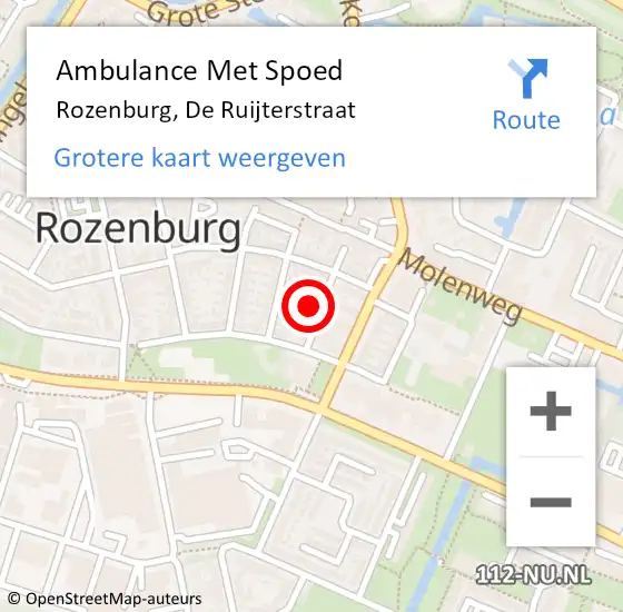 Locatie op kaart van de 112 melding: Ambulance Met Spoed Naar Rozenburg, De Ruijterstraat op 3 juni 2023 17:07