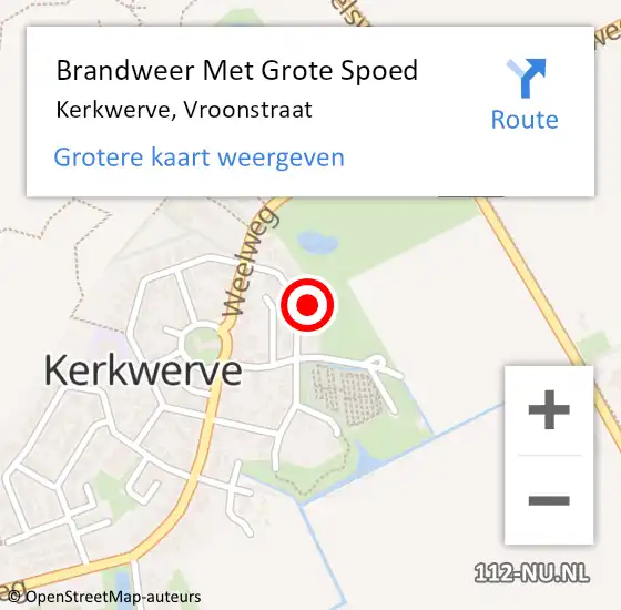 Locatie op kaart van de 112 melding: Brandweer Met Grote Spoed Naar Kerkwerve, Vroonstraat op 3 juni 2023 17:09