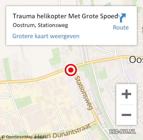 Locatie op kaart van de 112 melding: Trauma helikopter Met Grote Spoed Naar Oostrum, Stationsweg op 3 juni 2023 17:30