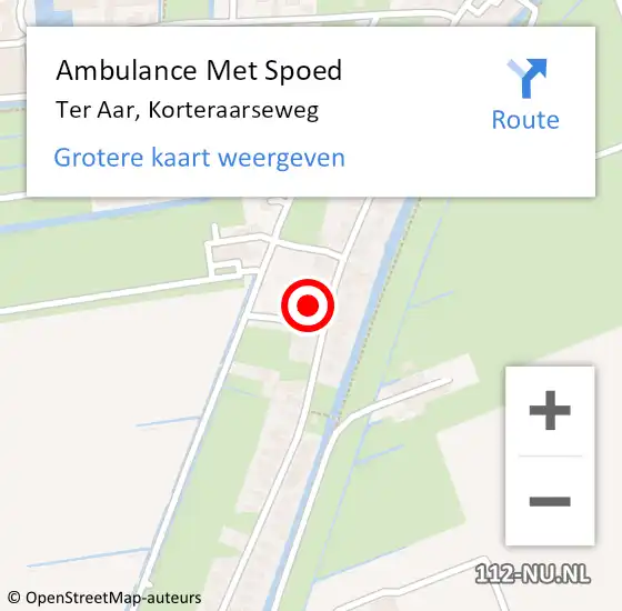 Locatie op kaart van de 112 melding: Ambulance Met Spoed Naar Ter Aar, Korteraarseweg op 27 augustus 2014 17:08