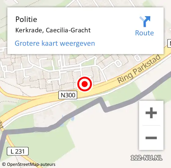 Locatie op kaart van de 112 melding: Politie Kerkrade, Caecilia-Gracht op 3 juni 2023 17:42