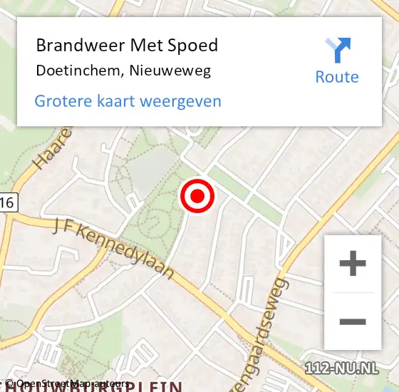 Locatie op kaart van de 112 melding: Brandweer Met Spoed Naar Doetinchem, Nieuweweg op 3 juni 2023 17:53