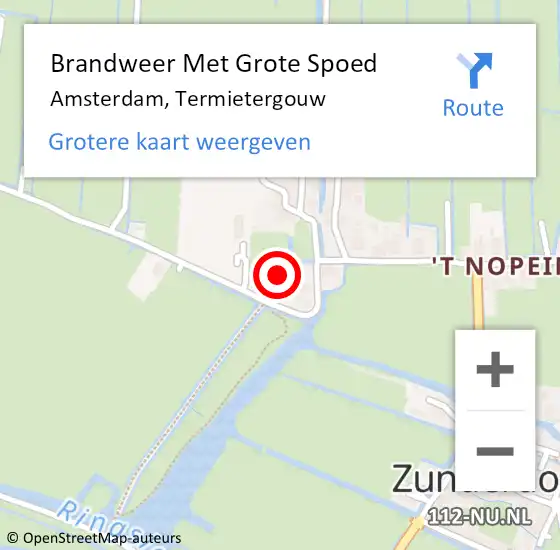 Locatie op kaart van de 112 melding: Brandweer Met Grote Spoed Naar Amsterdam, Termietergouw op 3 juni 2023 17:59