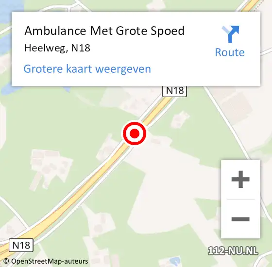 Locatie op kaart van de 112 melding: Ambulance Met Grote Spoed Naar Heelweg, N18 op 27 augustus 2014 17:10