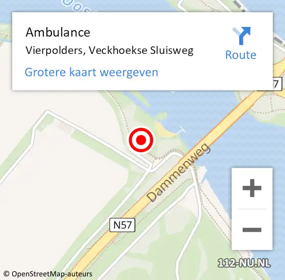 Locatie op kaart van de 112 melding: Ambulance Vierpolders, Veckhoekse Sluisweg op 3 juni 2023 18:15