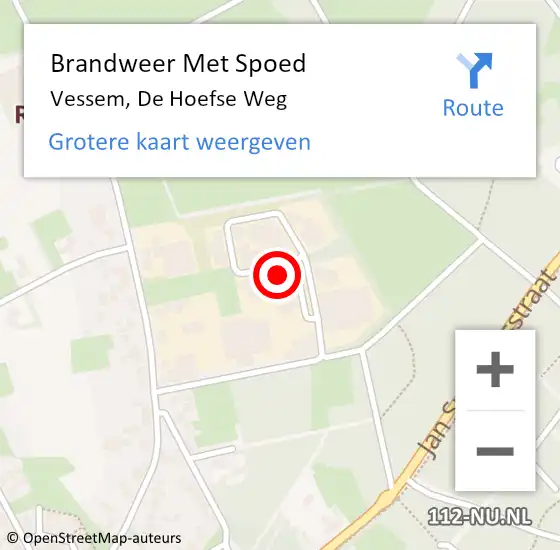 Locatie op kaart van de 112 melding: Brandweer Met Spoed Naar Vessem, De Hoefse Weg op 3 juni 2023 18:41