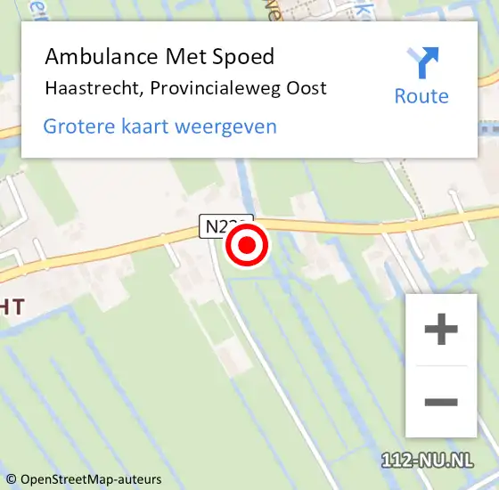 Locatie op kaart van de 112 melding: Ambulance Met Spoed Naar Haastrecht, Provincialeweg Oost op 3 juni 2023 18:53