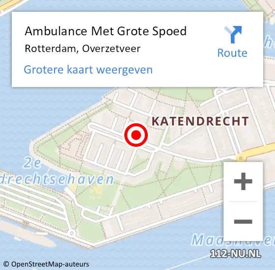 Locatie op kaart van de 112 melding: Ambulance Met Grote Spoed Naar Rotterdam, Overzetveer op 3 juni 2023 19:01