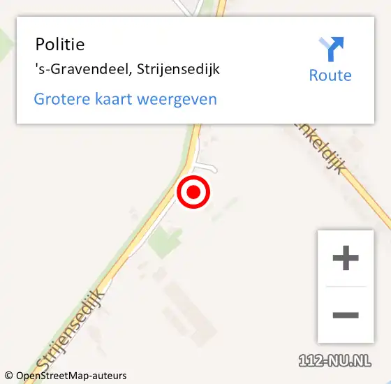 Locatie op kaart van de 112 melding: Politie 's-Gravendeel, Strijensedijk op 3 juni 2023 19:15