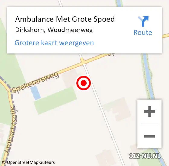 Locatie op kaart van de 112 melding: Ambulance Met Grote Spoed Naar Dirkshorn, Woudmeerweg op 3 juni 2023 19:35
