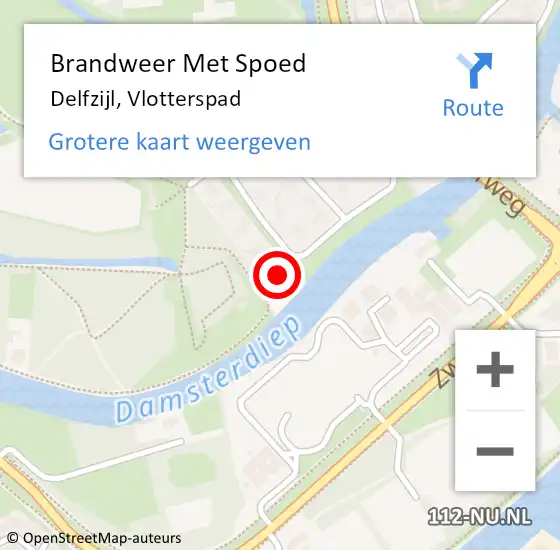 Locatie op kaart van de 112 melding: Brandweer Met Spoed Naar Delfzijl, Vlotterspad op 3 juni 2023 19:58