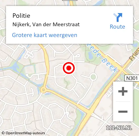 Locatie op kaart van de 112 melding: Politie Nijkerk, Van der Meerstraat op 3 juni 2023 20:05