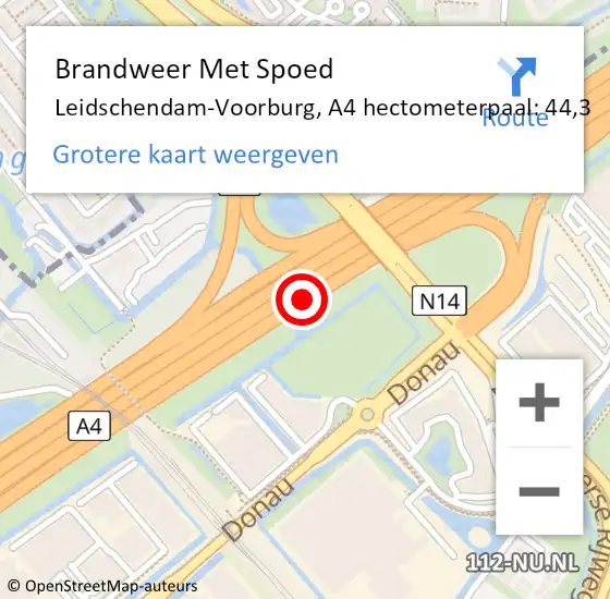 Locatie op kaart van de 112 melding: Brandweer Met Spoed Naar Leidschendam-Voorburg, A4 hectometerpaal: 44,3 op 3 juni 2023 20:05