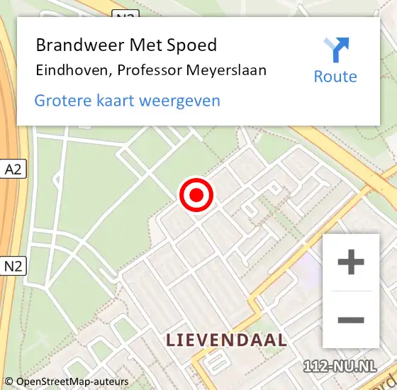 Locatie op kaart van de 112 melding: Brandweer Met Spoed Naar Eindhoven, Professor Meyerslaan op 3 juni 2023 20:31