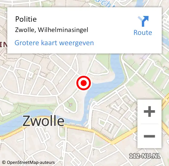 Locatie op kaart van de 112 melding: Politie Zwolle, Wilhelminasingel op 3 juni 2023 20:40