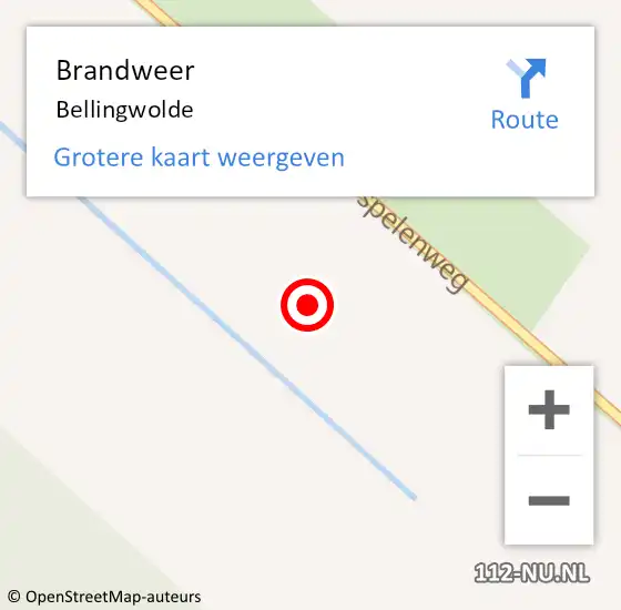 Locatie op kaart van de 112 melding: Brandweer Bellingwolde op 3 juni 2023 20:47