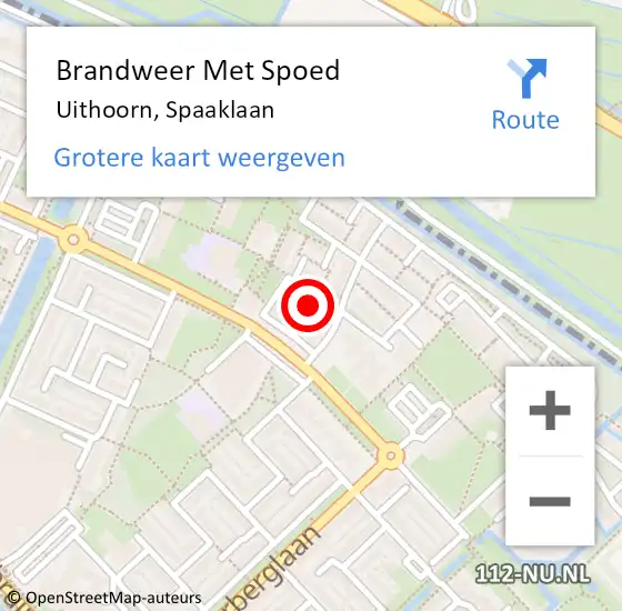Locatie op kaart van de 112 melding: Brandweer Met Spoed Naar Uithoorn, Spaaklaan op 3 juni 2023 20:49