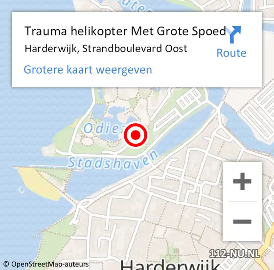 Locatie op kaart van de 112 melding: Trauma helikopter Met Grote Spoed Naar Harderwijk, Strandboulevard Oost op 3 juni 2023 20:57