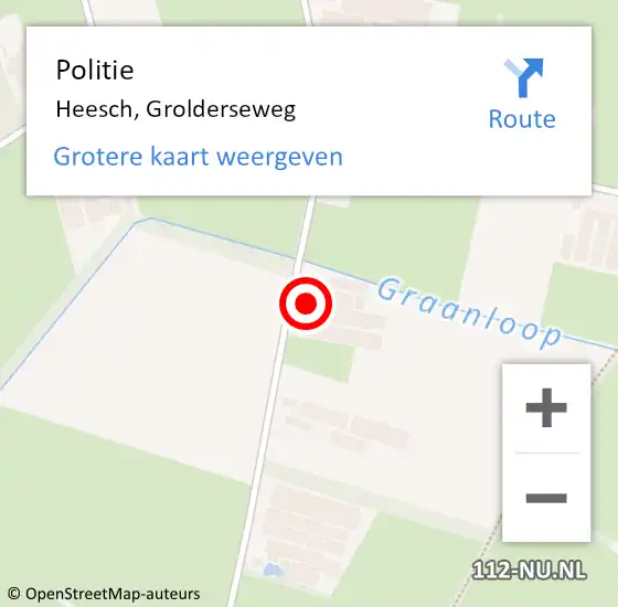 Locatie op kaart van de 112 melding: Politie Heesch, Grolderseweg op 3 juni 2023 21:10