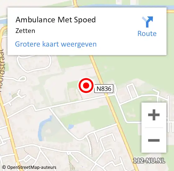 Locatie op kaart van de 112 melding: Ambulance Met Spoed Naar Zetten op 3 juni 2023 21:16