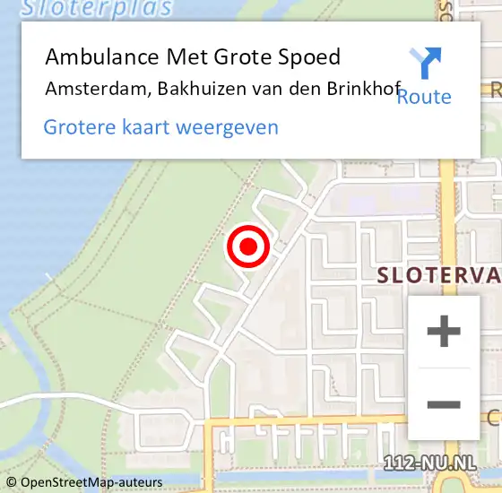 Locatie op kaart van de 112 melding: Ambulance Met Grote Spoed Naar Amsterdam, Bakhuizen van den Brinkhof op 3 juni 2023 21:34