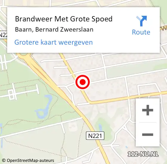 Locatie op kaart van de 112 melding: Brandweer Met Grote Spoed Naar Baarn, Bernard Zweerslaan op 3 juni 2023 21:47