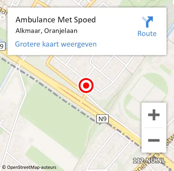 Locatie op kaart van de 112 melding: Ambulance Met Spoed Naar Alkmaar, Oranjelaan op 3 juni 2023 21:50