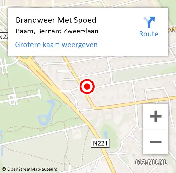 Locatie op kaart van de 112 melding: Brandweer Met Spoed Naar Baarn, Bernard Zweerslaan op 3 juni 2023 21:58