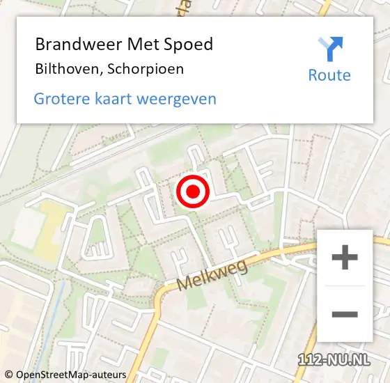 Locatie op kaart van de 112 melding: Brandweer Met Spoed Naar Bilthoven, Schorpioen op 3 juni 2023 22:11