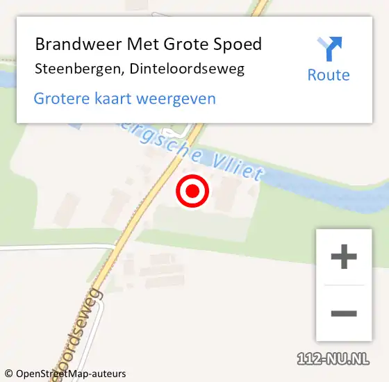 Locatie op kaart van de 112 melding: Brandweer Met Grote Spoed Naar Steenbergen, Dinteloordseweg op 3 juni 2023 22:35