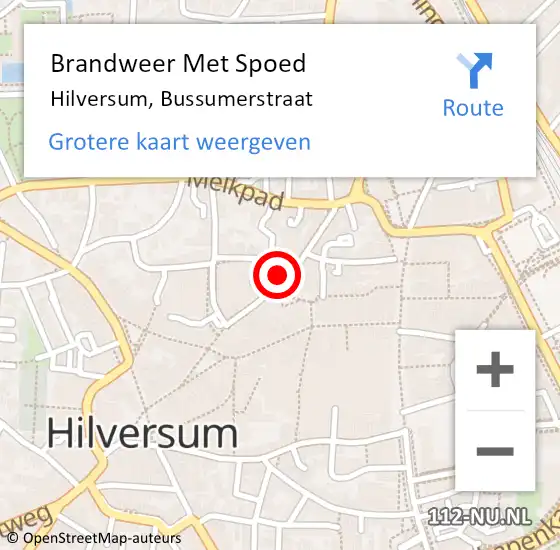 Locatie op kaart van de 112 melding: Brandweer Met Spoed Naar Hilversum, Bussumerstraat op 3 juni 2023 22:37