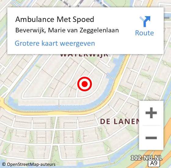 Locatie op kaart van de 112 melding: Ambulance Met Spoed Naar Beverwijk, Marie van Zeggelenlaan op 3 juni 2023 22:48