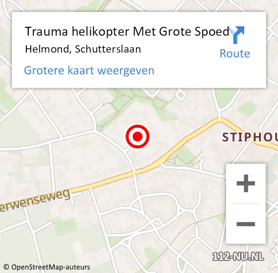Locatie op kaart van de 112 melding: Trauma helikopter Met Grote Spoed Naar Helmond, Schutterslaan op 3 juni 2023 22:50