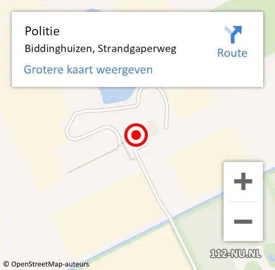 Locatie op kaart van de 112 melding: Politie Biddinghuizen, Strandgaperweg op 3 juni 2023 23:04