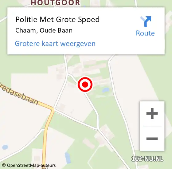 Locatie op kaart van de 112 melding: Politie Met Grote Spoed Naar Chaam, Oude Baan op 3 juni 2023 23:20