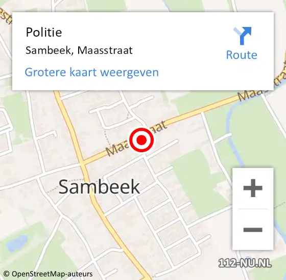 Locatie op kaart van de 112 melding: Politie Sambeek, Maasstraat op 3 juni 2023 23:27