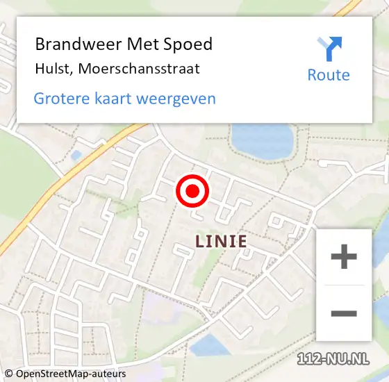 Locatie op kaart van de 112 melding: Brandweer Met Spoed Naar Hulst, Moerschansstraat op 3 juni 2023 23:38