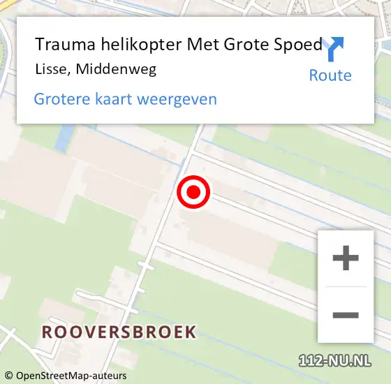 Locatie op kaart van de 112 melding: Trauma helikopter Met Grote Spoed Naar Lisse, Middenweg op 3 juni 2023 23:42