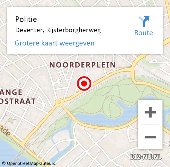 Locatie op kaart van de 112 melding: Politie Deventer, Rijsterborgherweg op 3 juni 2023 23:49