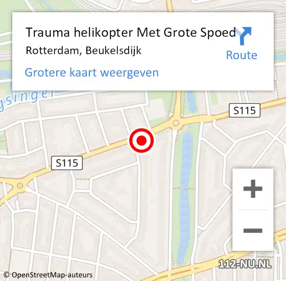 Locatie op kaart van de 112 melding: Trauma helikopter Met Grote Spoed Naar Rotterdam, Beukelsdijk op 4 juni 2023 00:04