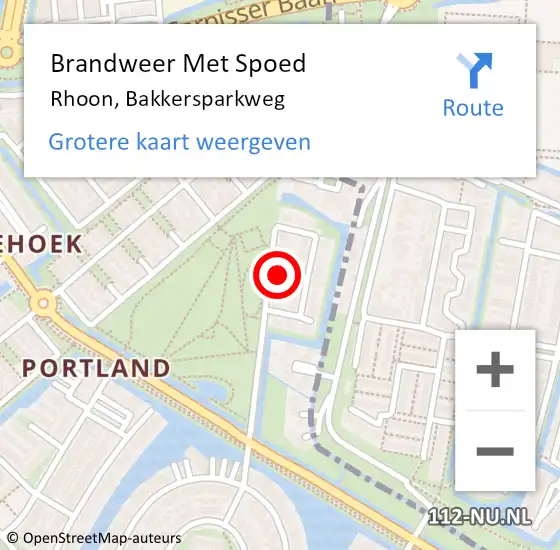 Locatie op kaart van de 112 melding: Brandweer Met Spoed Naar Rhoon, Bakkersparkweg op 4 juni 2023 00:10