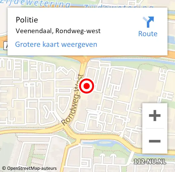 Locatie op kaart van de 112 melding: Politie Veenendaal, Rondweg-west op 4 juni 2023 00:18