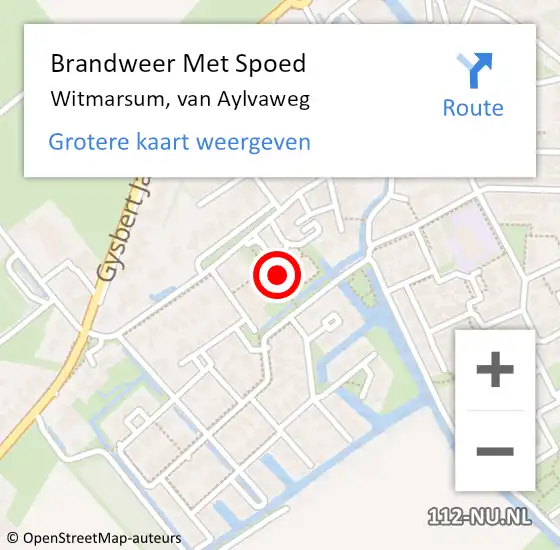 Locatie op kaart van de 112 melding: Brandweer Met Spoed Naar Witmarsum, van Aylvaweg op 4 juni 2023 00:27