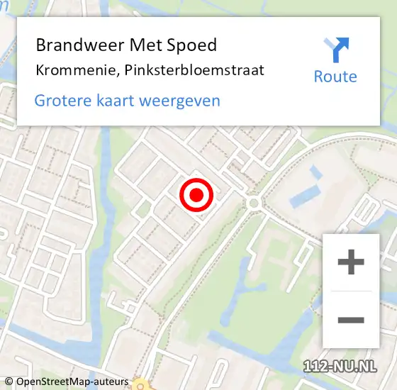 Locatie op kaart van de 112 melding: Brandweer Met Spoed Naar Krommenie, Pinksterbloemstraat op 4 juni 2023 01:12