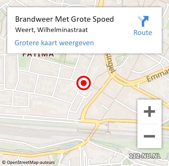 Locatie op kaart van de 112 melding: Brandweer Met Grote Spoed Naar Weert, Wilhelminastraat op 4 juni 2023 01:33