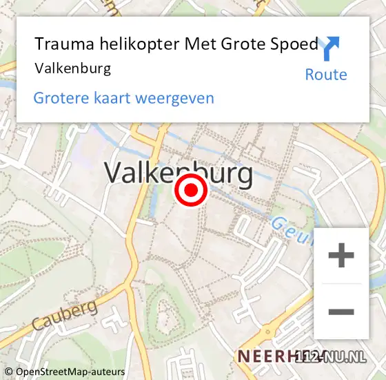 Locatie op kaart van de 112 melding: Trauma helikopter Met Grote Spoed Naar Valkenburg op 4 juni 2023 02:04