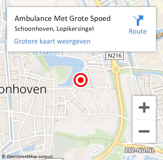 Locatie op kaart van de 112 melding: Ambulance Met Grote Spoed Naar Schoonhoven, Lopikersingel op 4 juni 2023 02:31